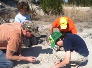 Hunting fossils with (clockwise from left) Dana Ehret, my son Jagger, me, & my son Lux. My son Bailey & wife Loretta are not pictured. (Photo by Loretta Lynn)