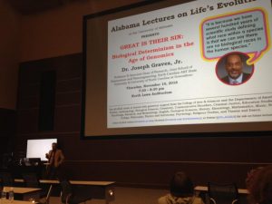 Introducing Dr. Graves' ALLELE lecture. Photo by Jo Weaver, 11/10/16.