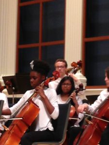 Bailey playing standup bass at the 2016 ASTA Honors Strings Festival in Birmingham, AL.