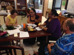 Michaela Howells conducting interviews in the Office of Historic Preservation, American Samoa.