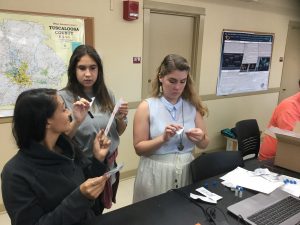 HBERGers Monika Wanis, Isabella Rivera, and Ciarra Van Wegenen collecting saliva samples for our BREST study.