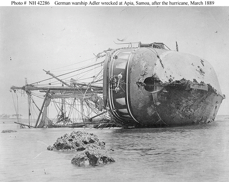 SMS Adler after the hurricane.